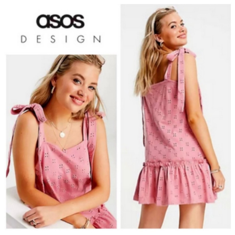 ASOS Design Pink Eyelet Dress